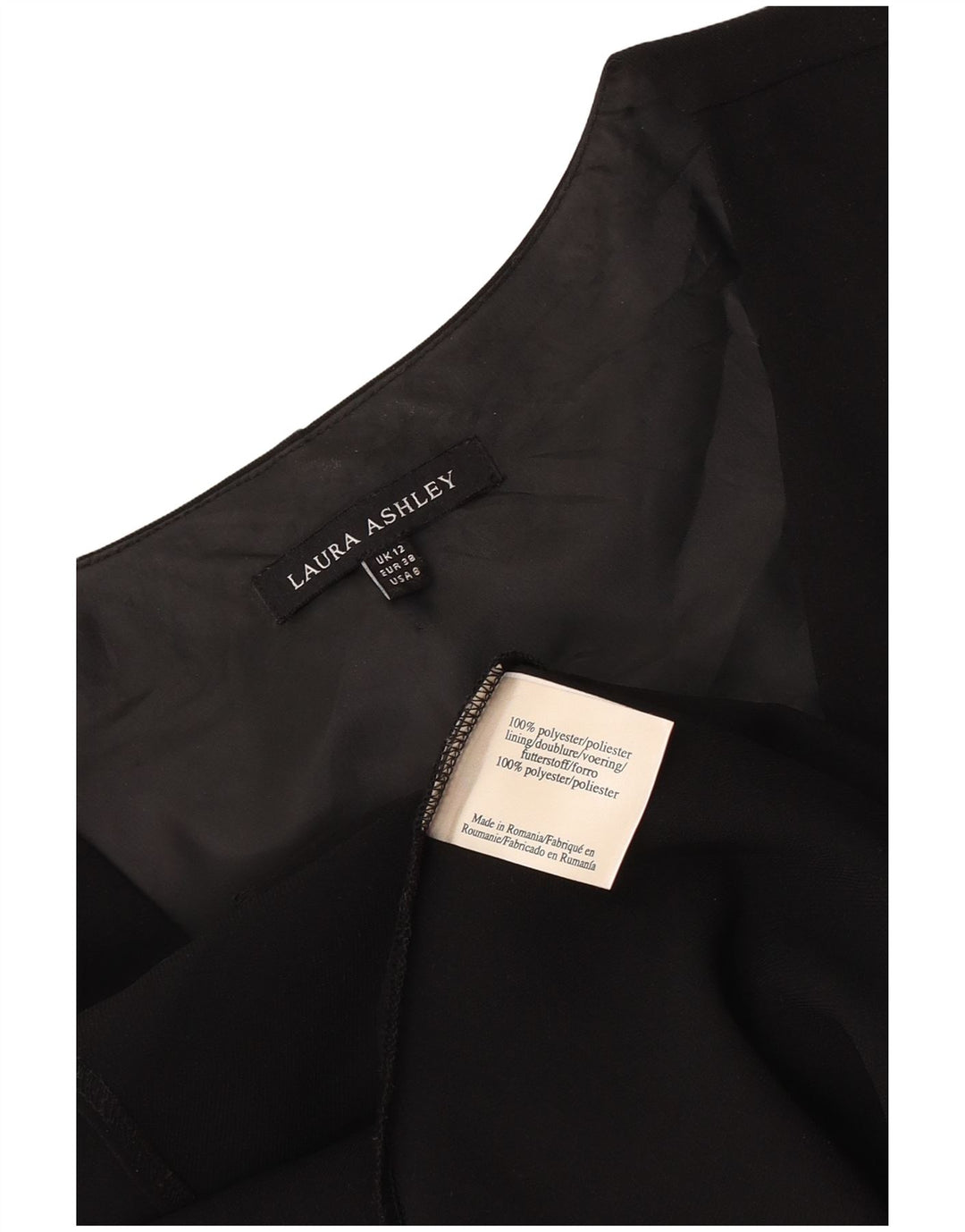 Laura Ashley Robe trapèze sans manches pour femme UK 12 Noir moyen Polyester