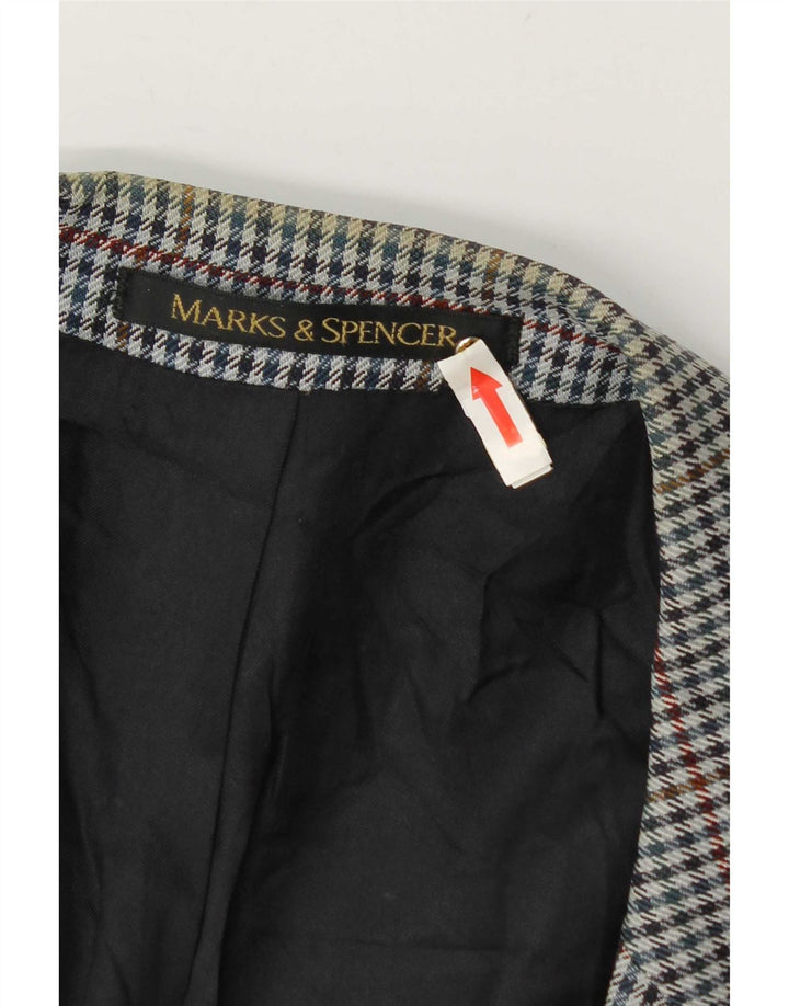 Marks & Spencer Veste blazer à 2 boutons pour homme UK 46 XL en laine à carreaux bleus