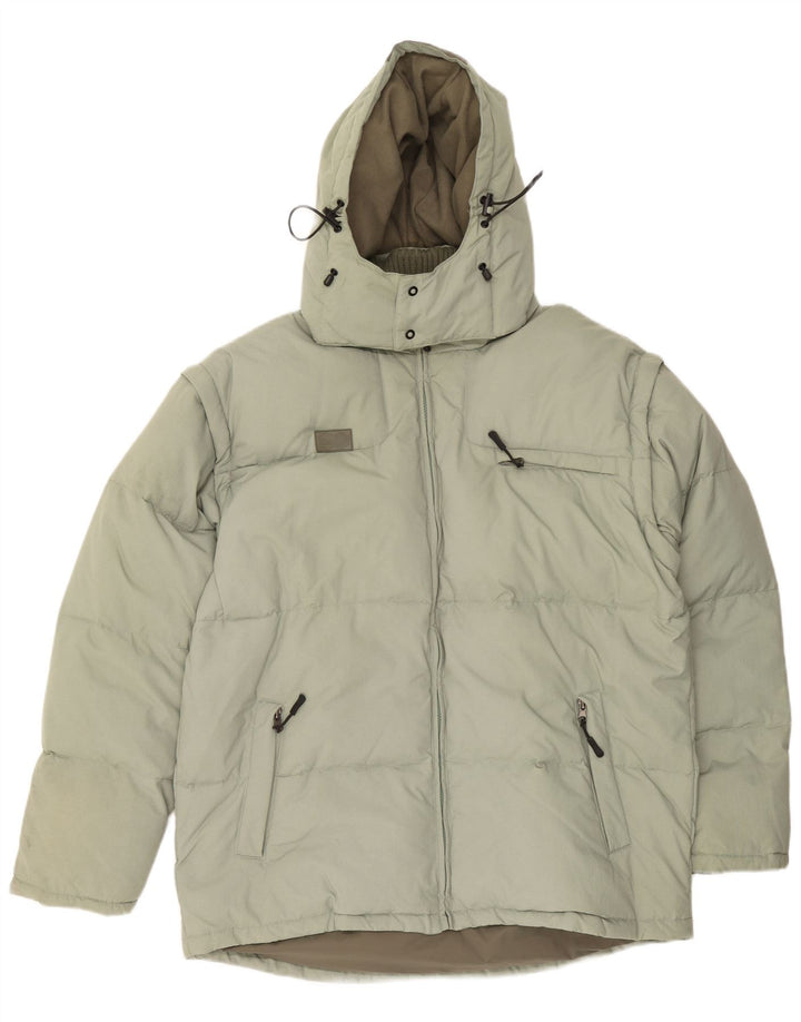 Fila Veste matelassée à capuche pour homme UK 44 2XL Vert Colourblock