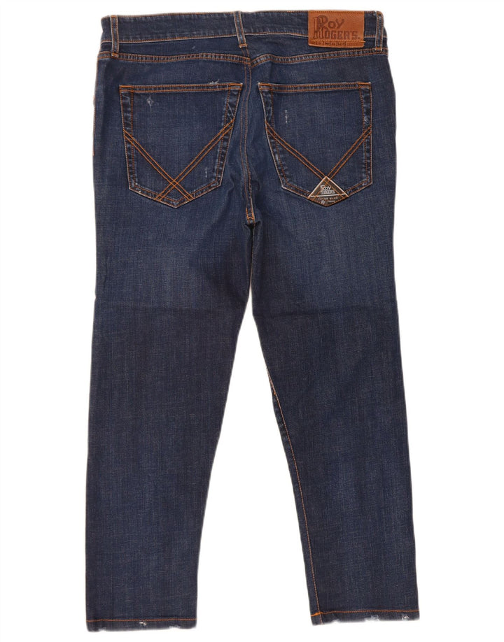 ROY ROGERS Mens Distressed Cropped Jeans W36 L25 Navy Blue Cotton