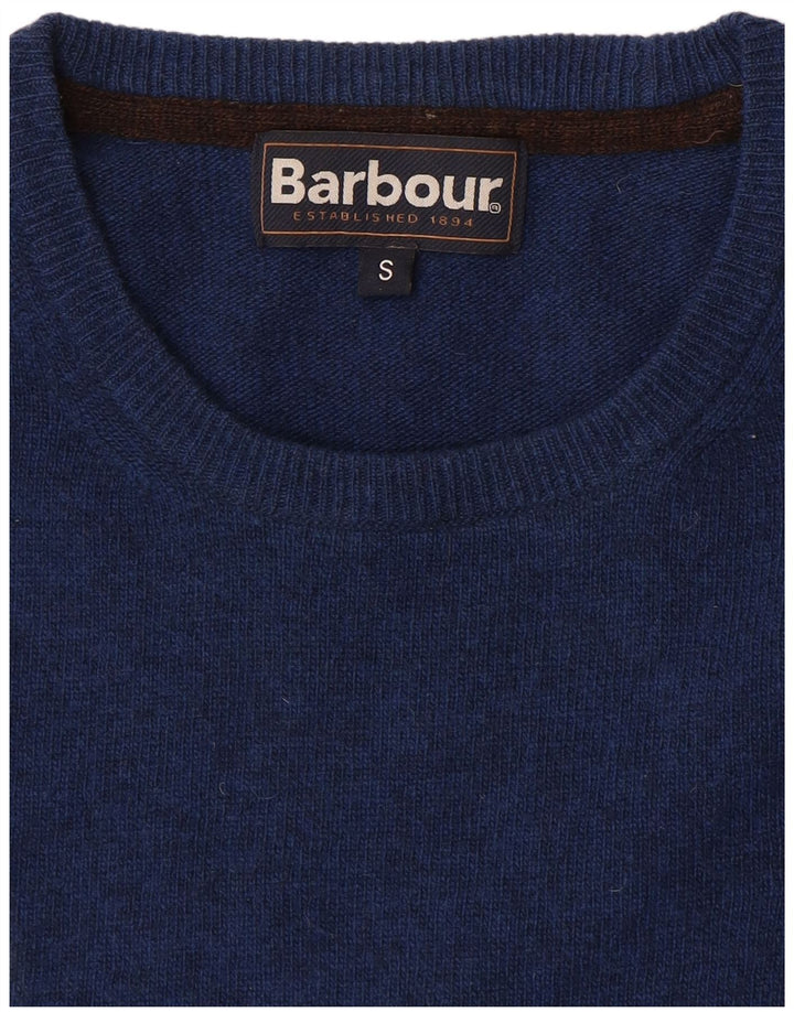 Barbour Pull à col rond pour homme Petit en laine d'agneau bleu marine