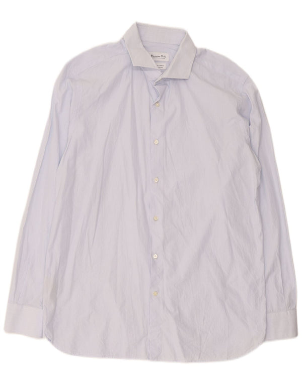 Massimo Dutti Chemise homme Taille 44 17 XL Coton à fines rayures bleues