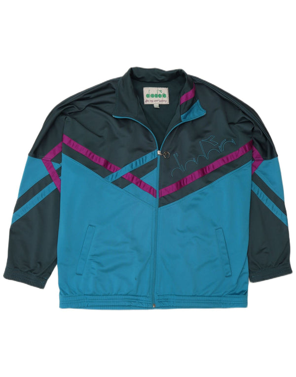 Diadora Veste de survêtement graphique pour hommes UK 42 Large Bleu Colorblock
