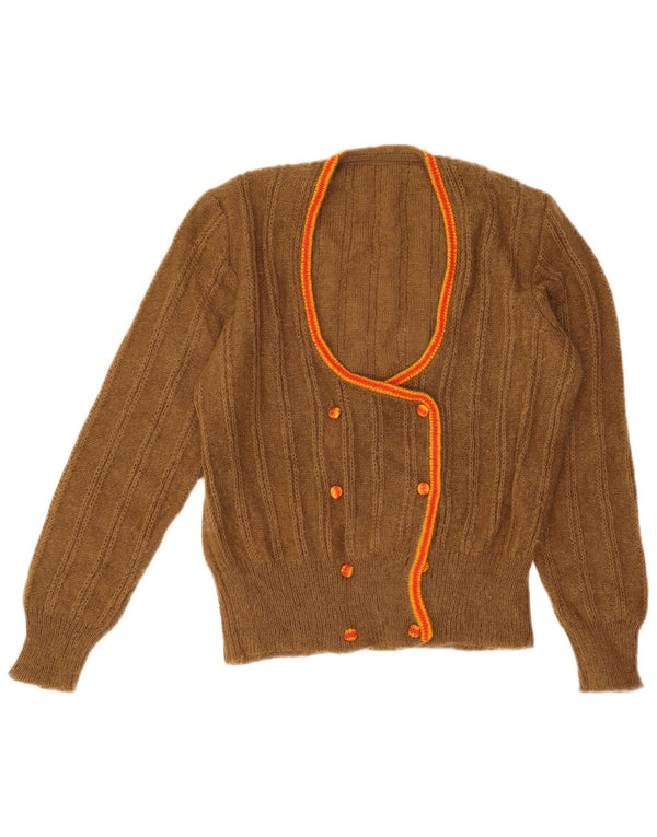vintage Femme Cardigan Pull UK 14 Beige Moyen