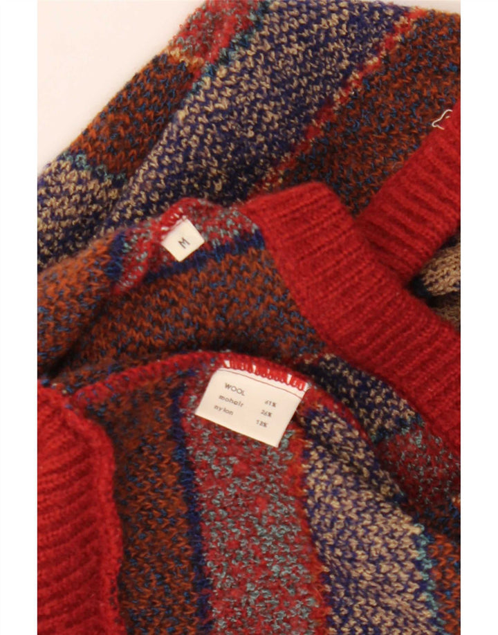 vintage Mens Vest Débardeur Moyen Multicolore Géométrique Laine