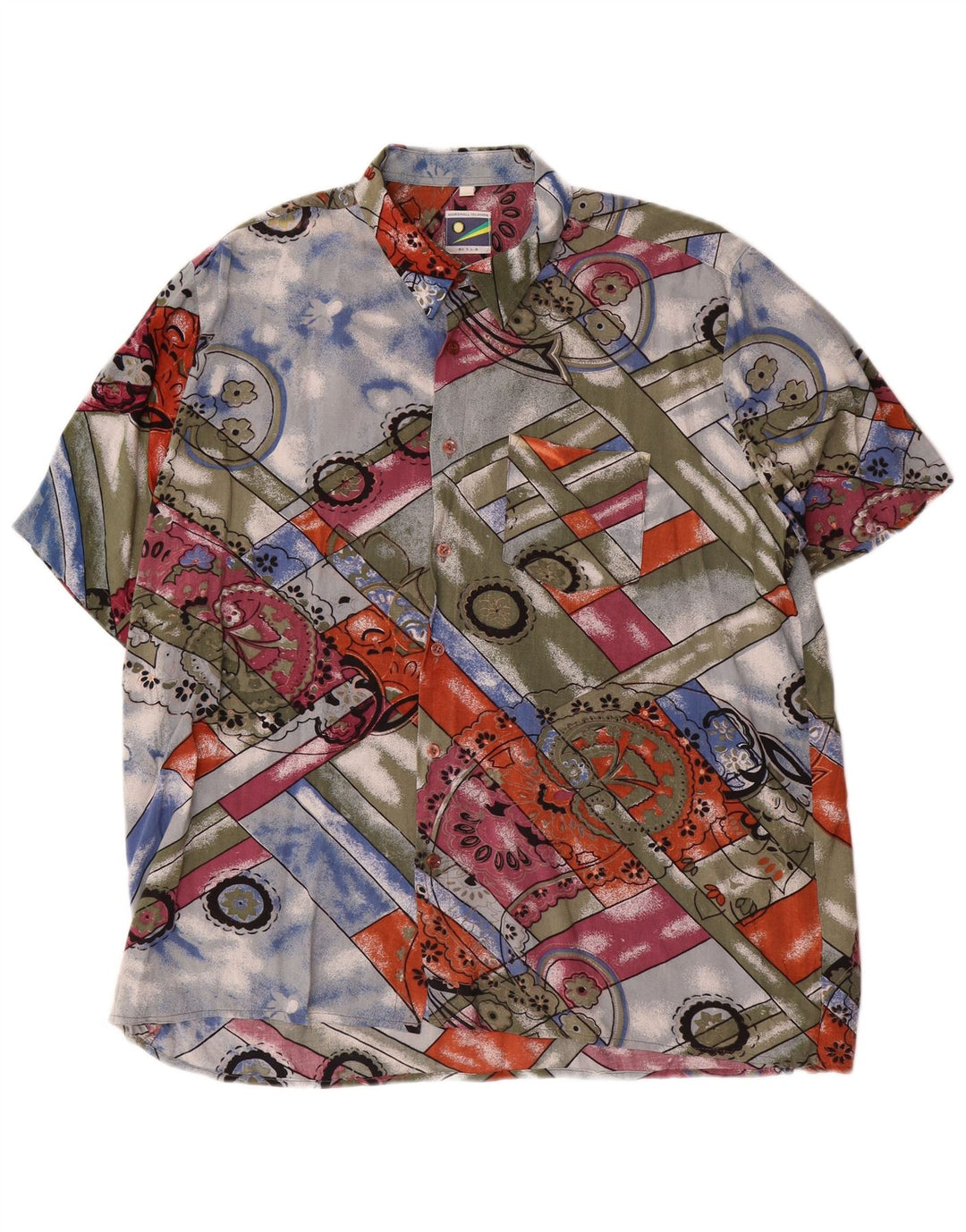 vintage Chemise à manches courtes pour hommes Grand Paisley multicolore
