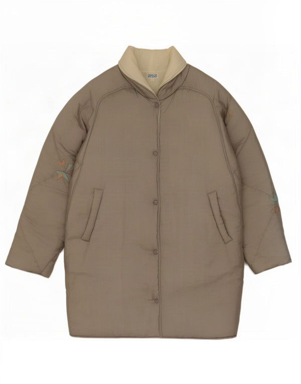 manteau rembourré surdimensionné femme vintage UK 16 Grand Polyamide Gris