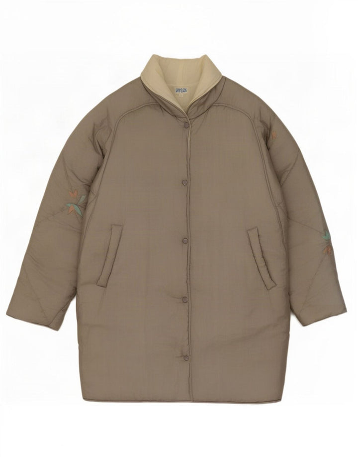 manteau rembourré surdimensionné femme vintage UK 16 Grand Polyamide Gris