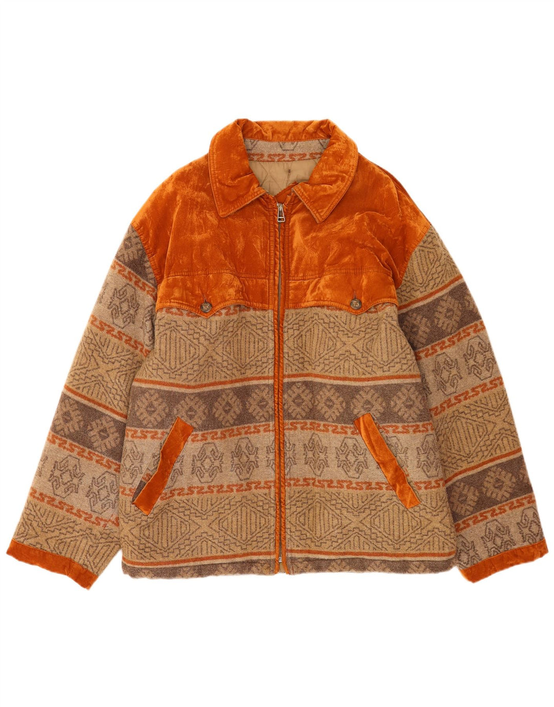 Polbot Mens Bomber Jacket UK 42 XL Beige Géométrique Laine