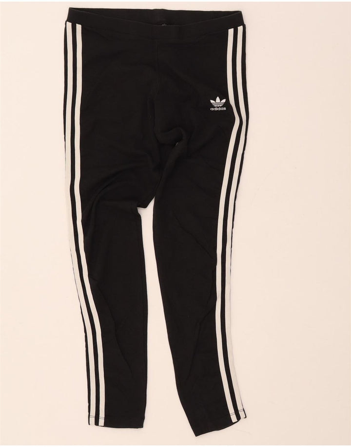 ADIDAS Leggings Femme UK 10 Petit Coton Noir