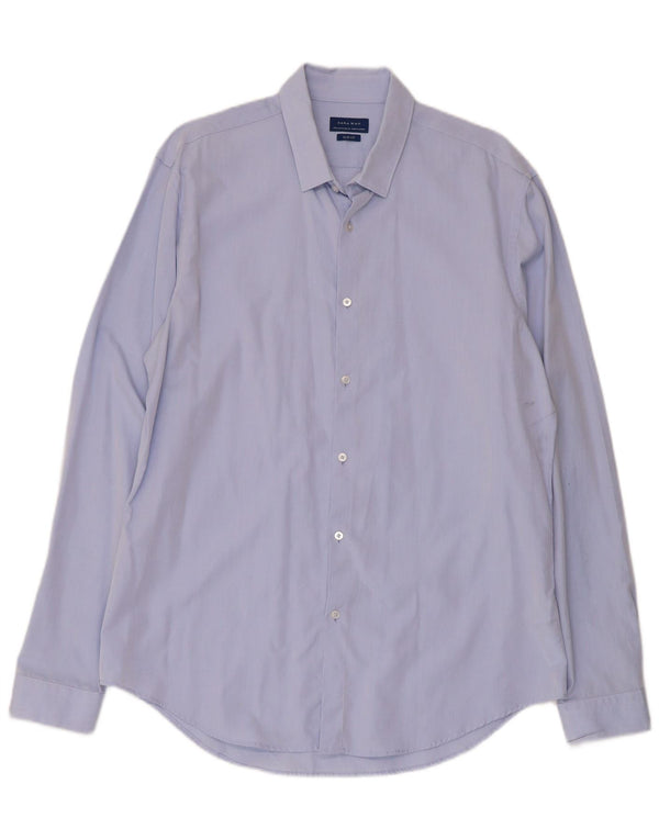 Zara Chemise Slim Fit XL Bleu Coton