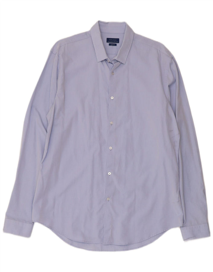 Zara Chemise Slim Fit XL Bleu Coton