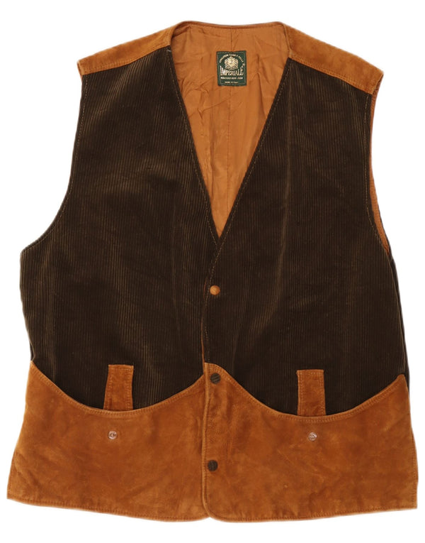 Gilet en daim homme vintage IT 52 XL Cuir colorblock beige