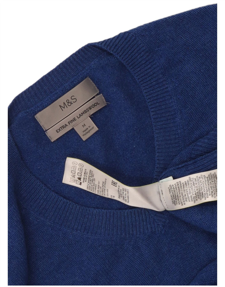 Marks & Spencer Pull Col V Homme Bleu Moyen Laine