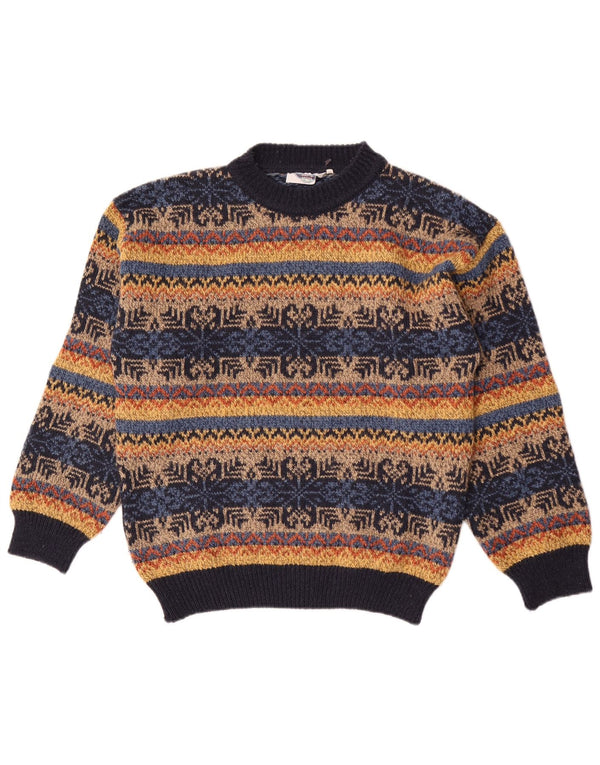 vintage Mens Turtle Neck Jumper Sweater IT 50 Moyen Multicolore