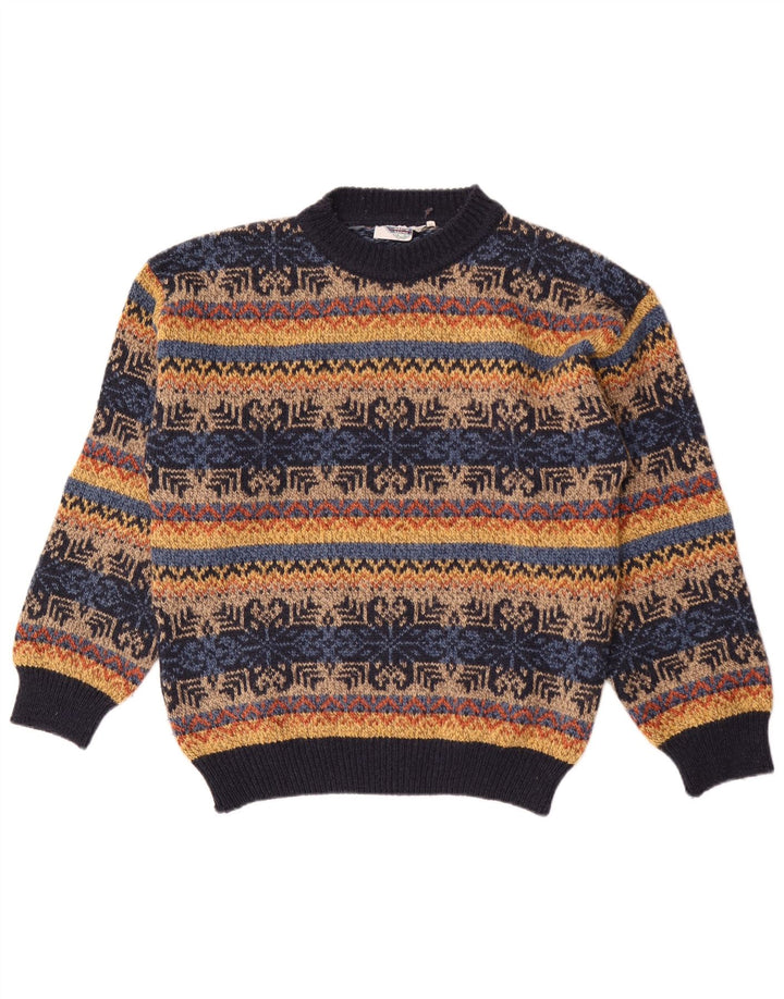 vintage Mens Turtle Neck Jumper Sweater IT 50 Moyen Multicolore