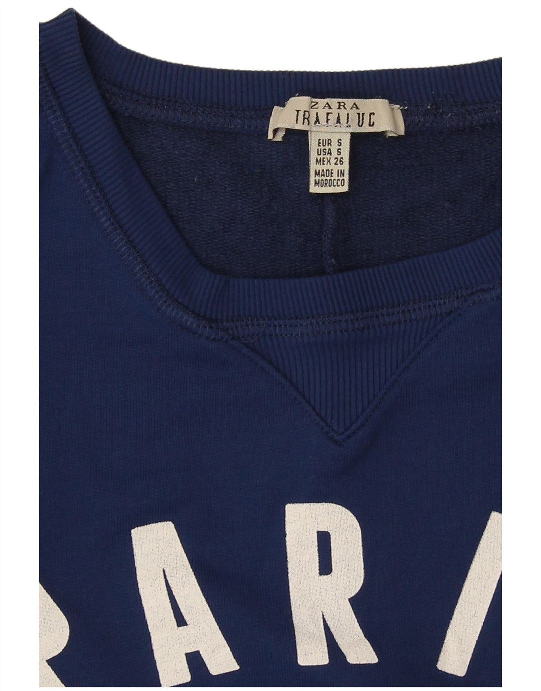 Zara Paris Graphic Sweat-shirt surdimensionné pour femme UK 10 Petit Bleu