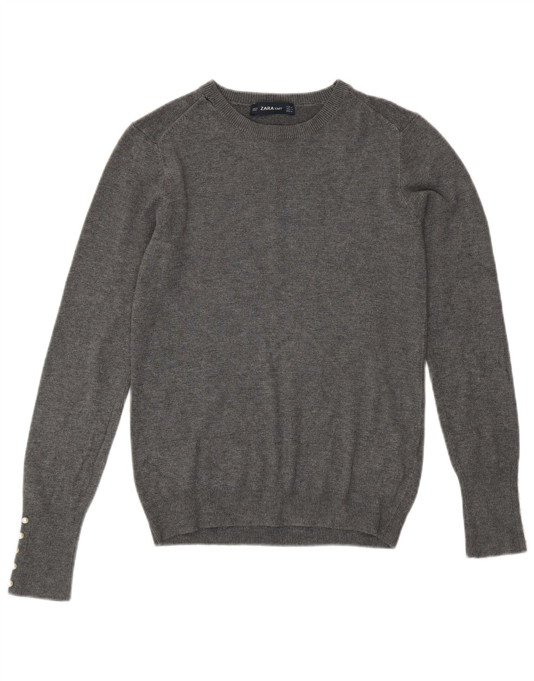 Zara Pull ras du cou pour femme UK 12 Gris moyen Viscose