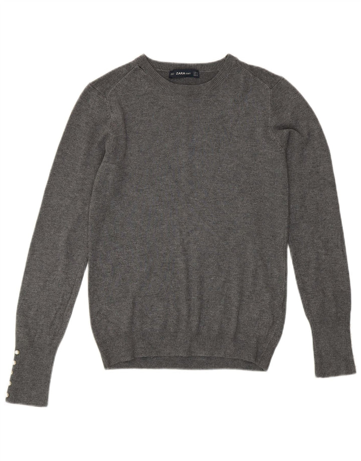 Zara Pull ras du cou pour femme UK 12 Gris moyen Viscose