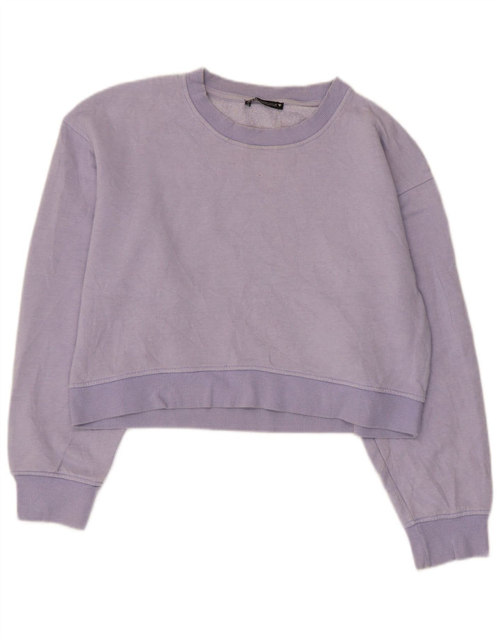 Zara Womens Crop Sweatshirt Jumper UK 14 Moyen Violet