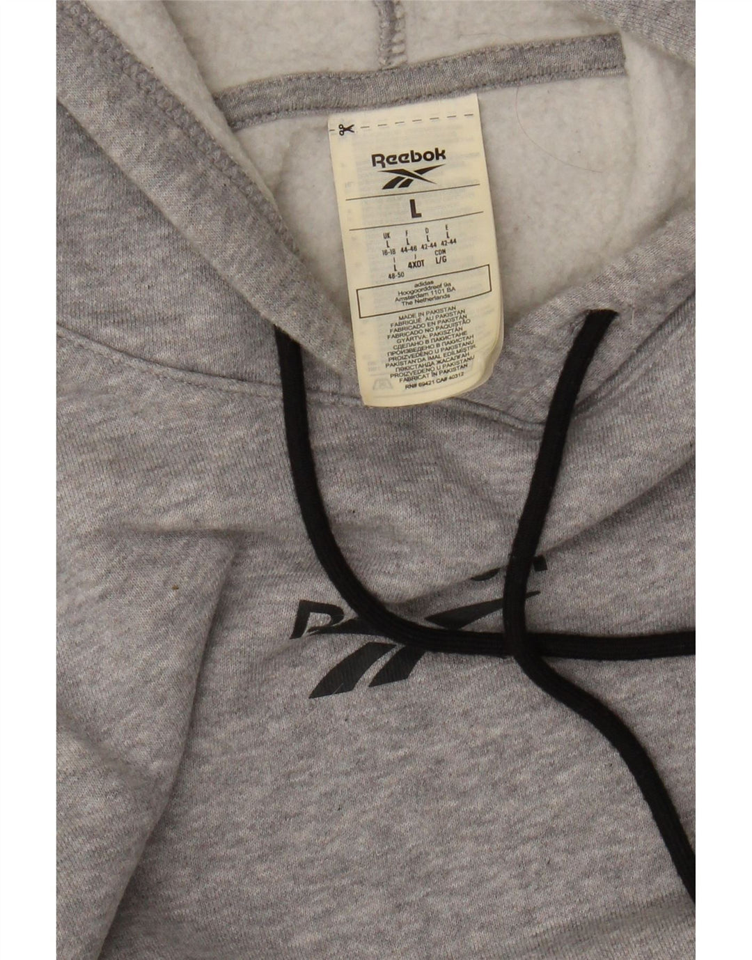 Reebok Pull à capuche graphique coupe ample pour femme UK 16/18 Large Gris Sports