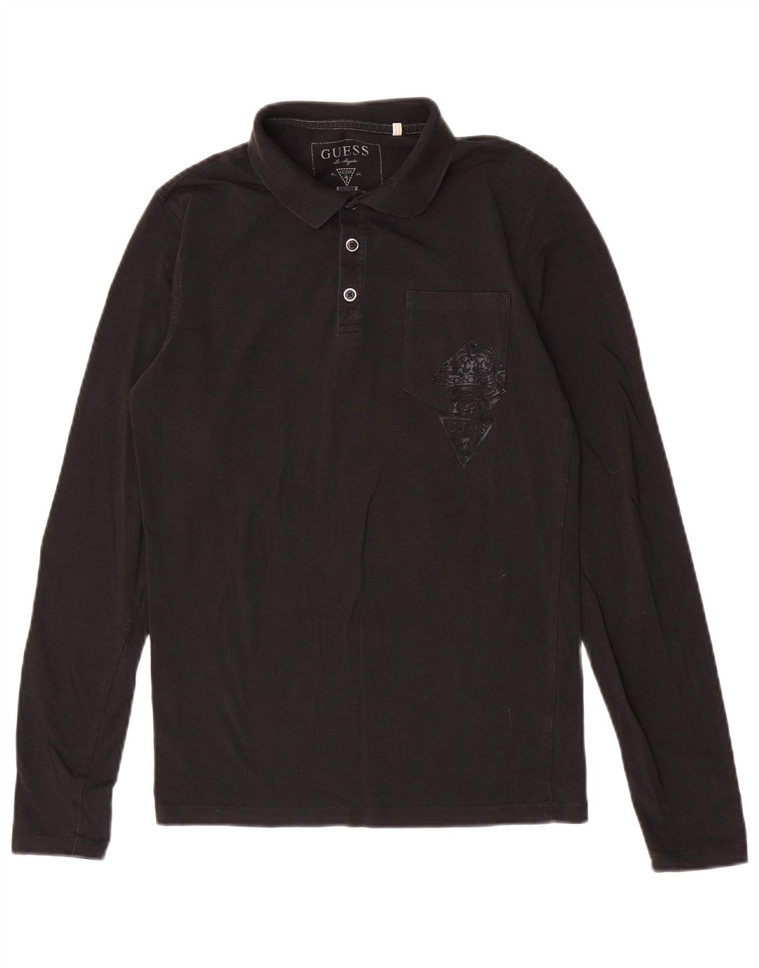 Guess Polo à manches longues pour hommes, petit, noir