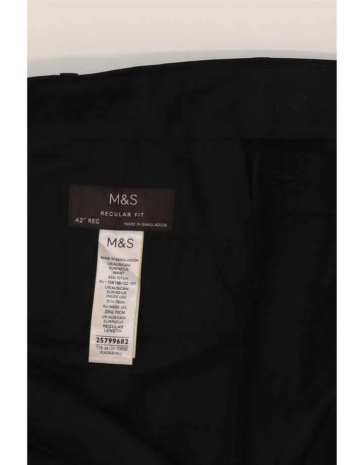 Marks & Spencer Pantalon décontracté coupe classique pour homme W42 L31 Noir Polyester