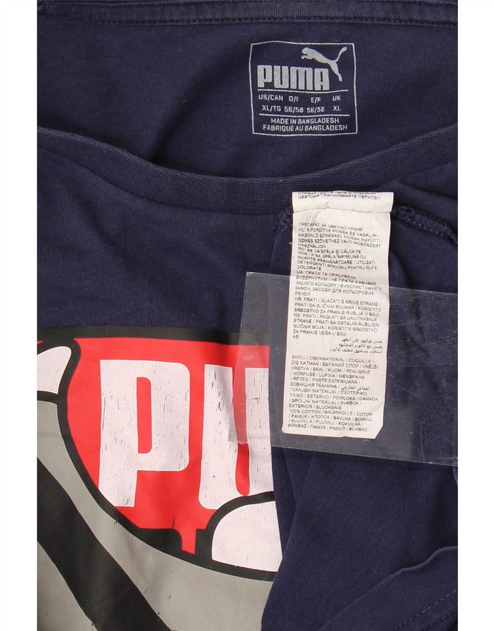 PUMA T-Shirt Graphique Homme XL Bleu Marine Coton