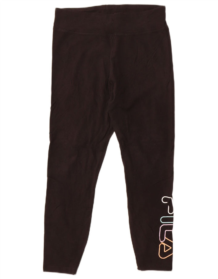 Fila Legging court graphique pour femme UK 14 Large Noir Coton
