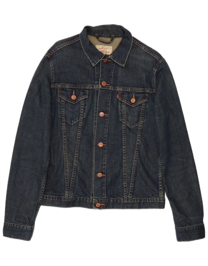 LEVI'S Veste en Jean Femme UK 14 Large Bleu Marine Coton