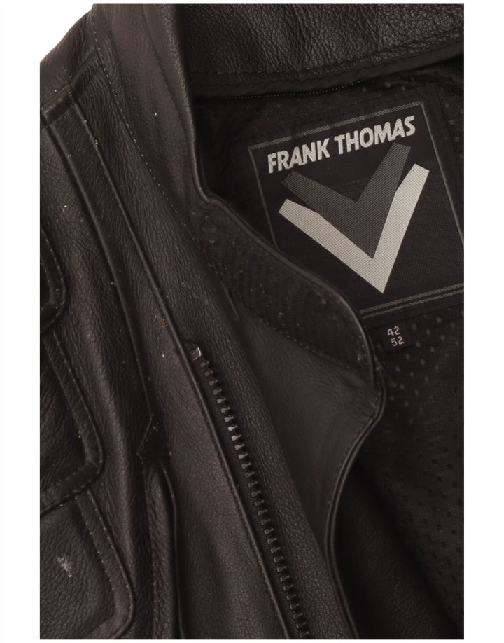 FRANK THOMAS Veste de course en cuir pour homme UK 42 XL Cuir noir