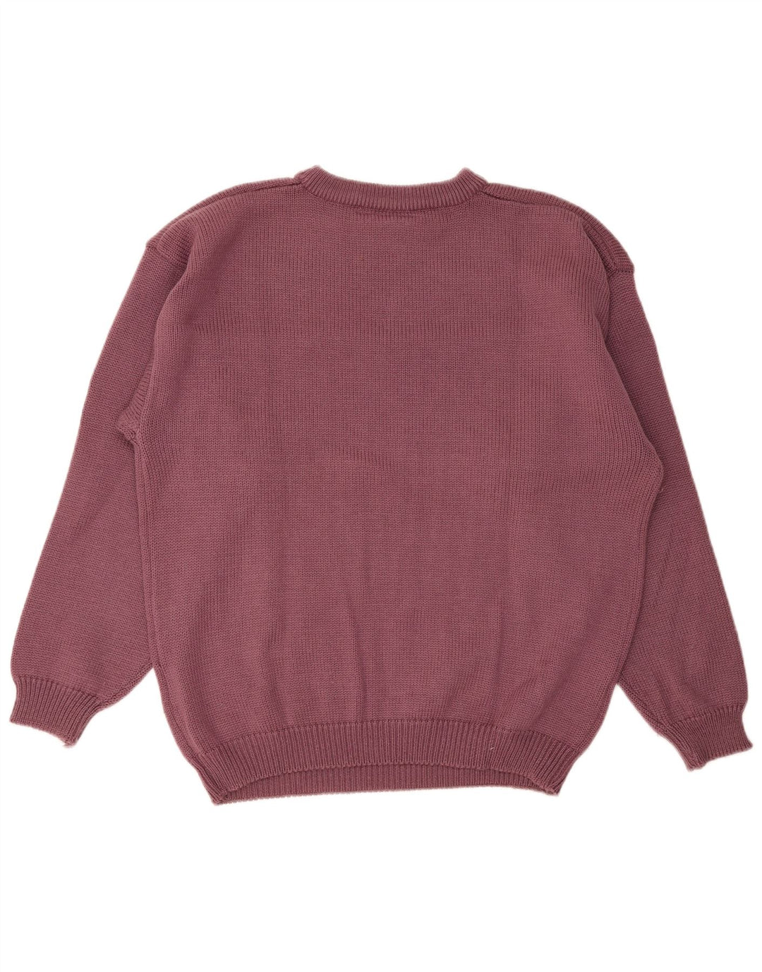 vintage Mens Crew Neck Jumper Pull Grand Violet Polyacrylique