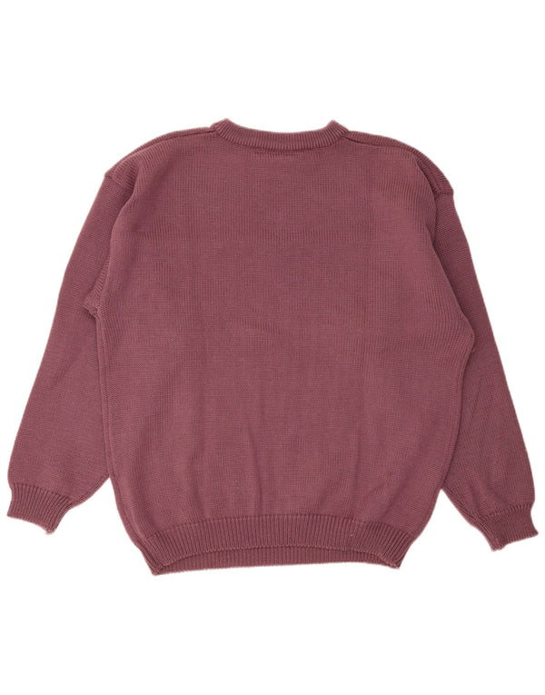 vintage Mens Crew Neck Jumper Pull Grand Violet Polyacrylique