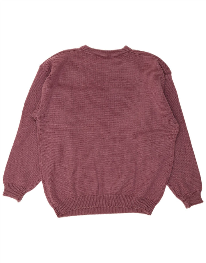 vintage Mens Crew Neck Jumper Pull Grand Violet Polyacrylique