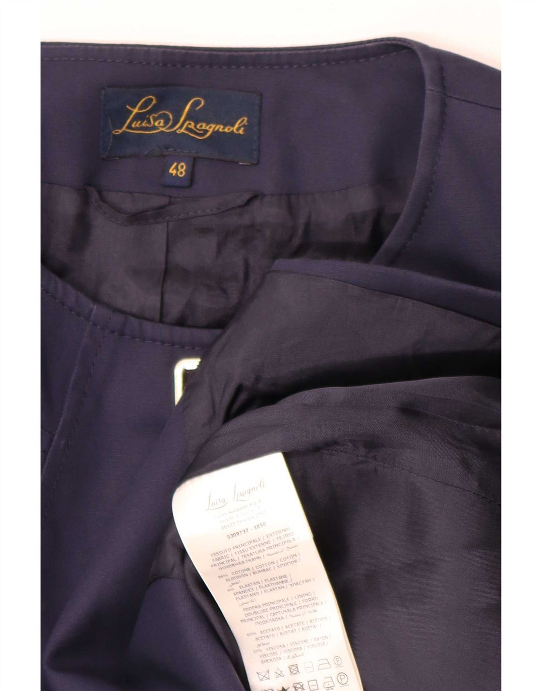 Luisa Spagnoli Veste blazer à 3 boutons et manches 3/4 pour femme IT 48 XL Bleu marine