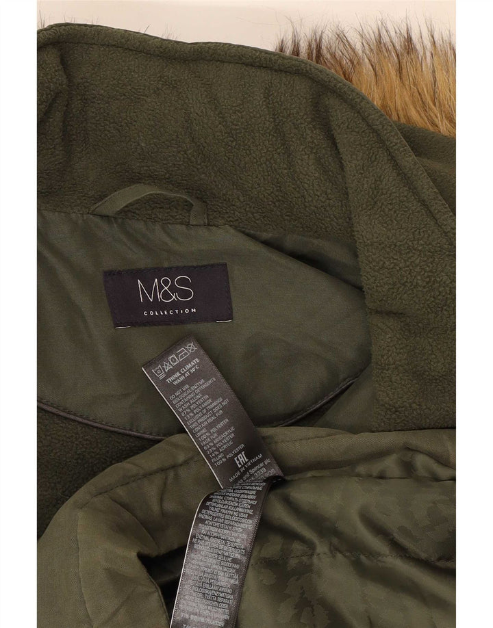 Marks & Spencer Veste Parka à capuche pour femme UK 16 Large Kaki Polyester