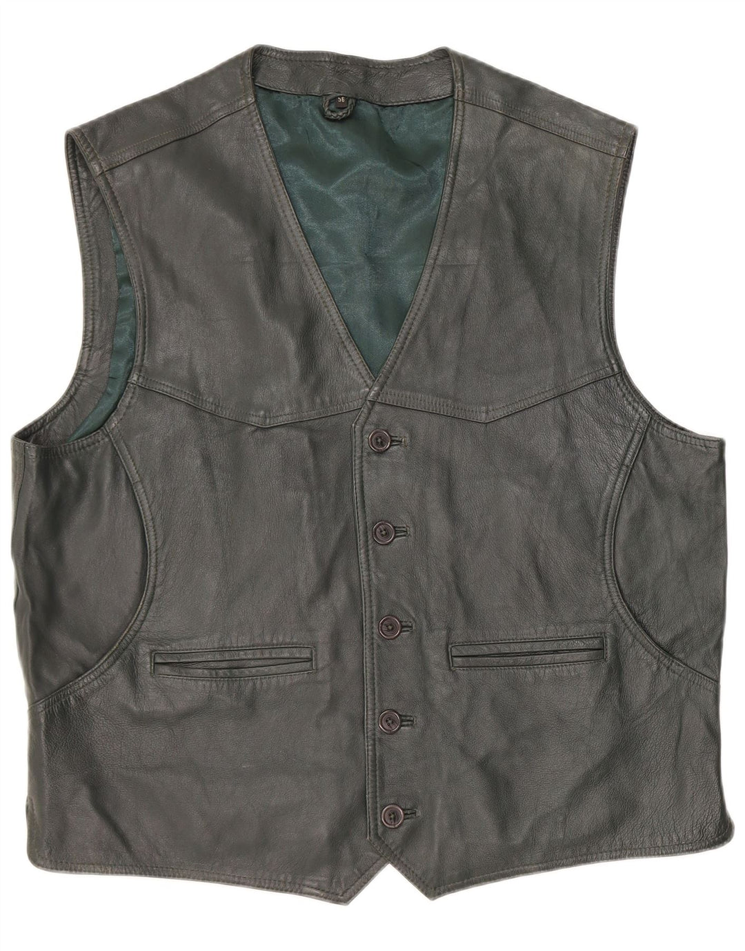 VINTAGE Gilet en cuir homme IT 56 2XL Cuir kaki