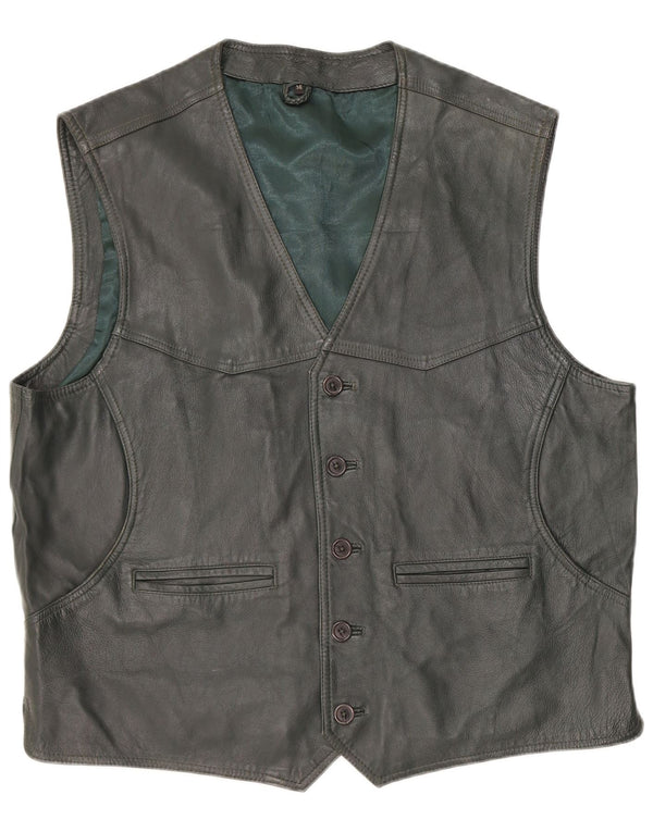 VINTAGE Gilet en cuir homme IT 56 2XL Cuir kaki