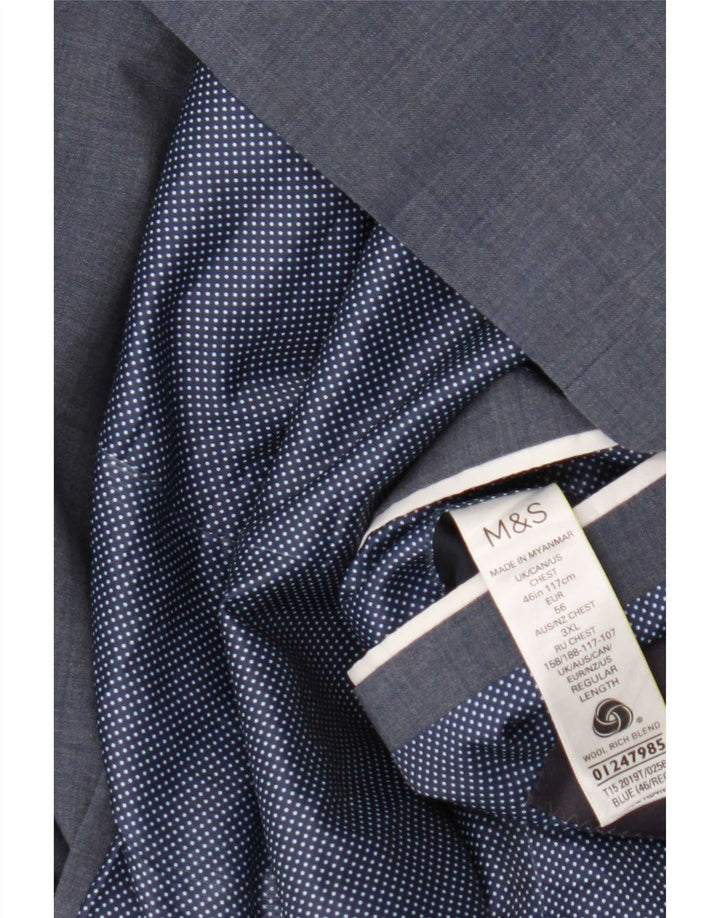 Marks & Spencer Veste blazer à 2 boutons pour homme UK 46 3XL Bleu laine