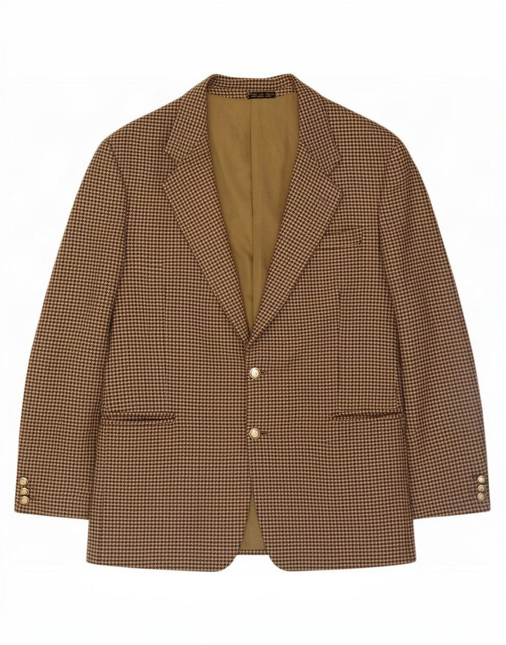 Enrico Coveri Veste Blazer 2 Boutons pour Homme UK 40 Grand Pied-de-Poule Marron