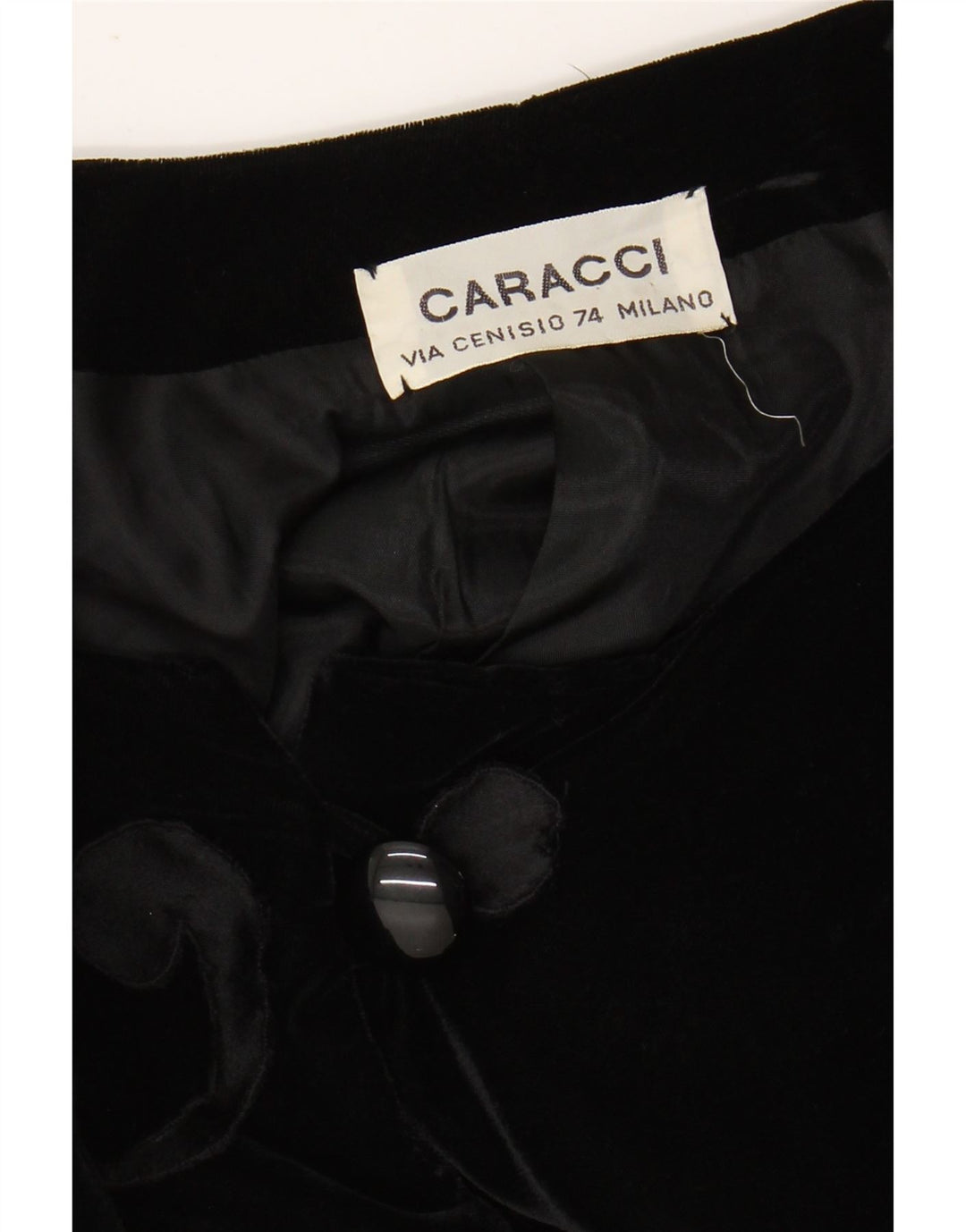 VINTAGE Femme 5 Bouton Velours Blazer Veste UK 12 Moyen Noir Paisley