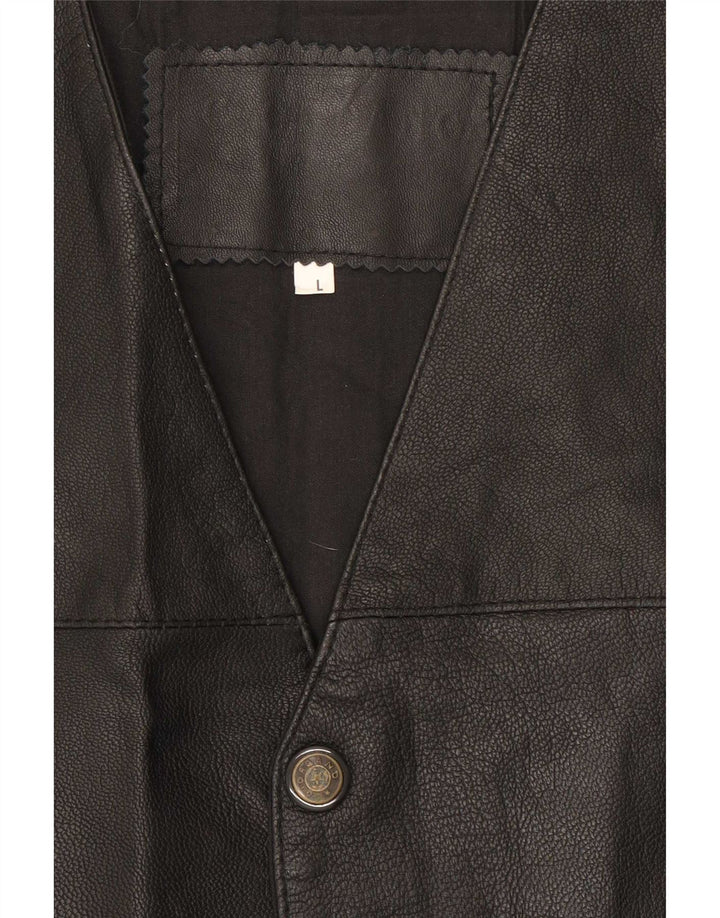 gilet en cuir homme vintage grand noir