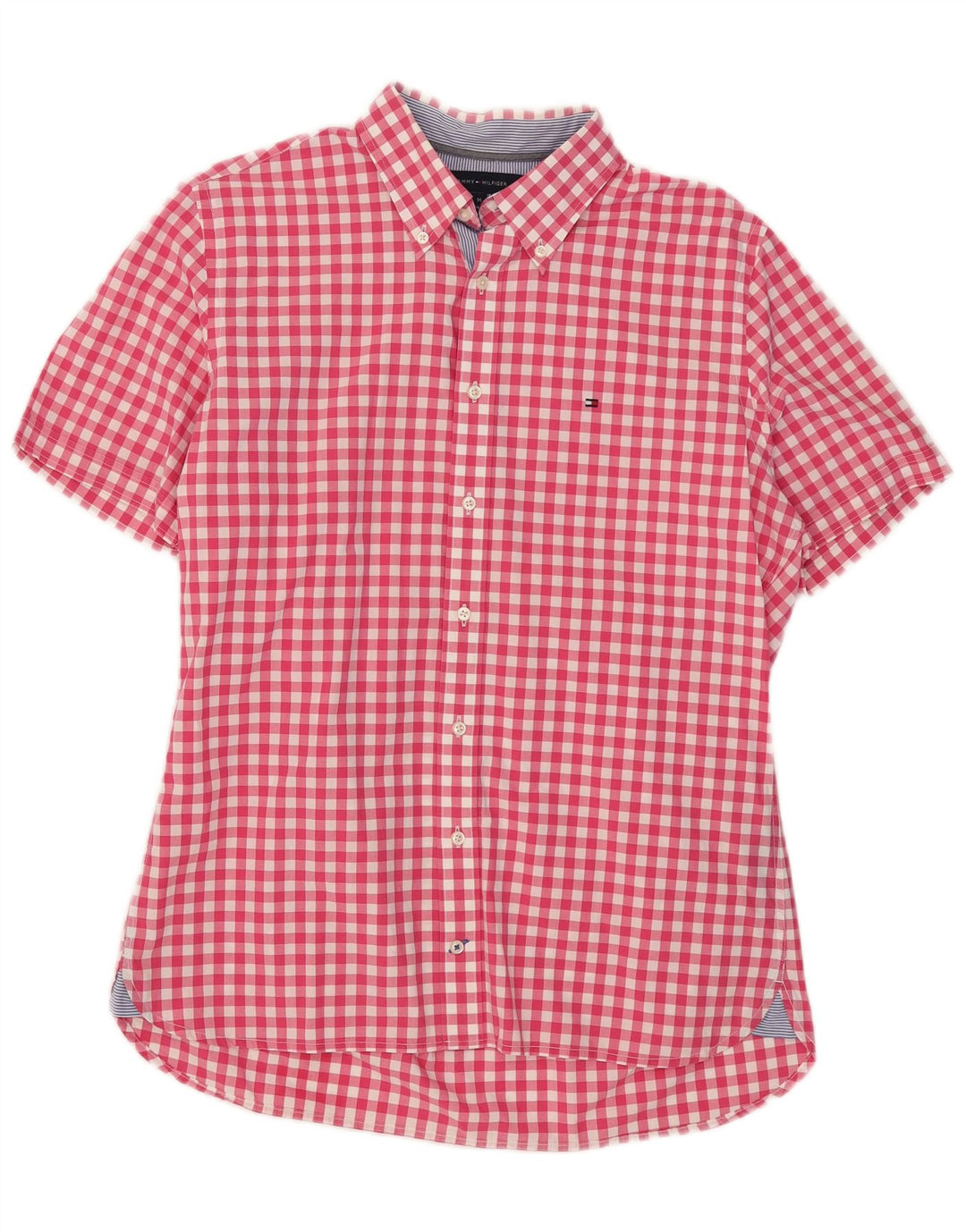 Tommy Hilfiger Chemise à manches courtes pour homme en coton vichy rouge moyen