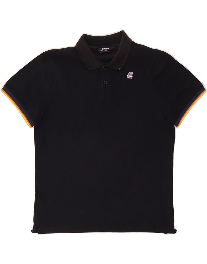 K-WAY Mens Polo Shirt Large Navy Blue Vintage K-Way and Second-Hand K-Way from Messina Hembry 