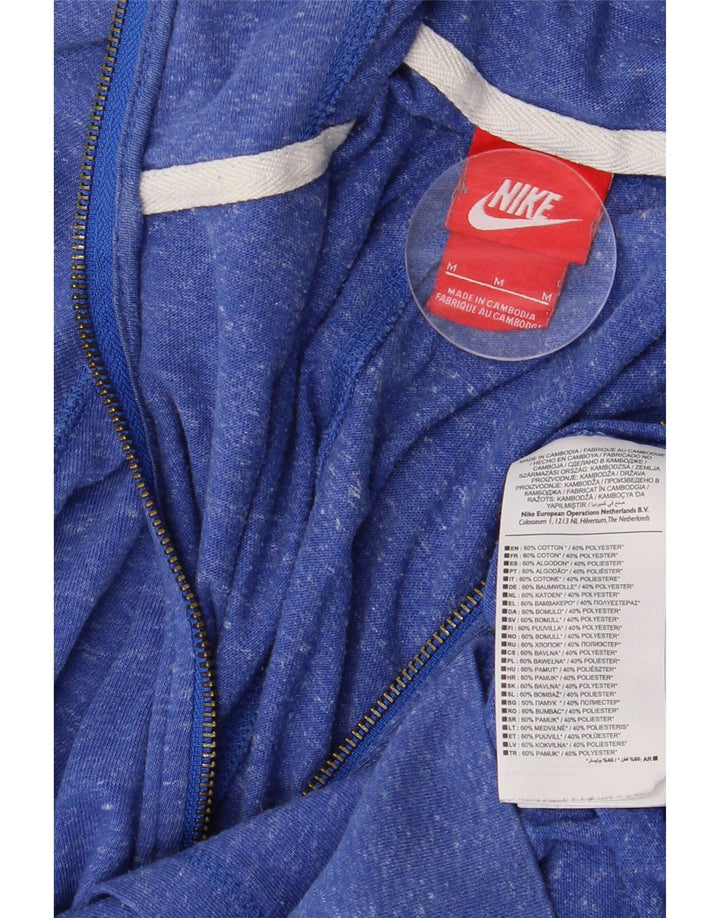 Nike Pull à capuche zippé pour femme UK 14 Coton moucheté bleu moyen