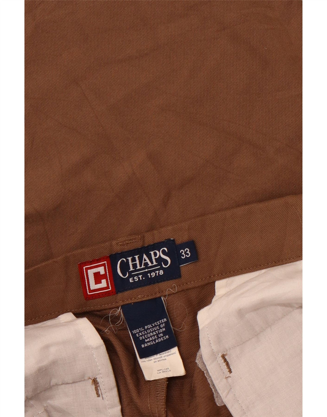 CHAPS Short Chino Homme W33 Marron Moyen Polyester