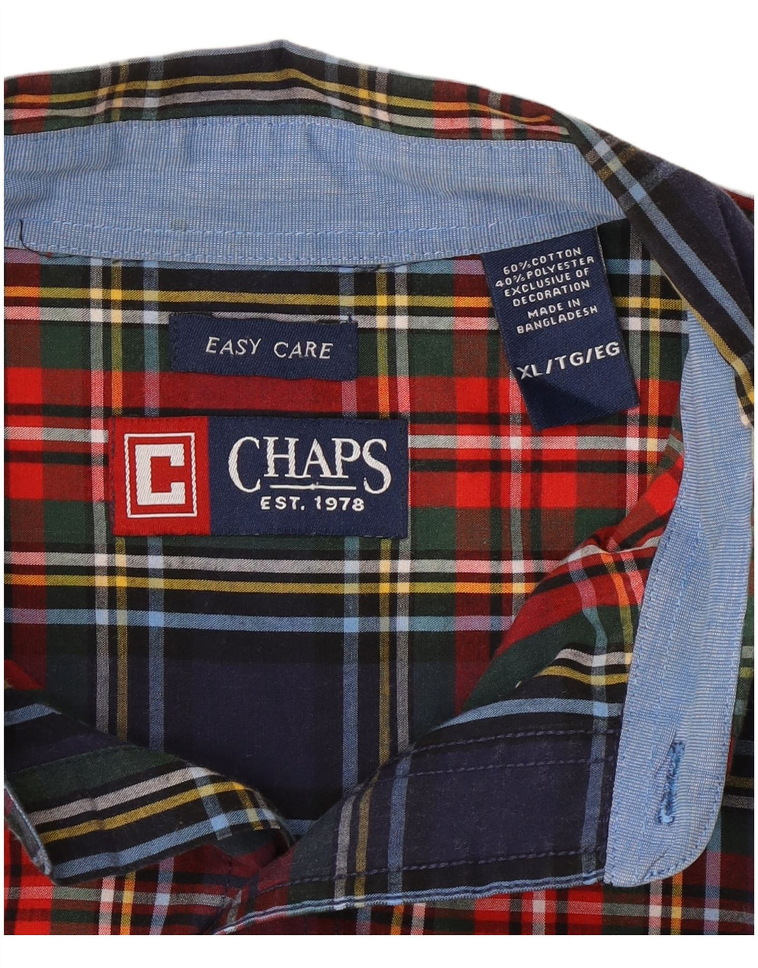 Chaps Chemise Homme Easy Care XL Coton à Carreaux Multicolore