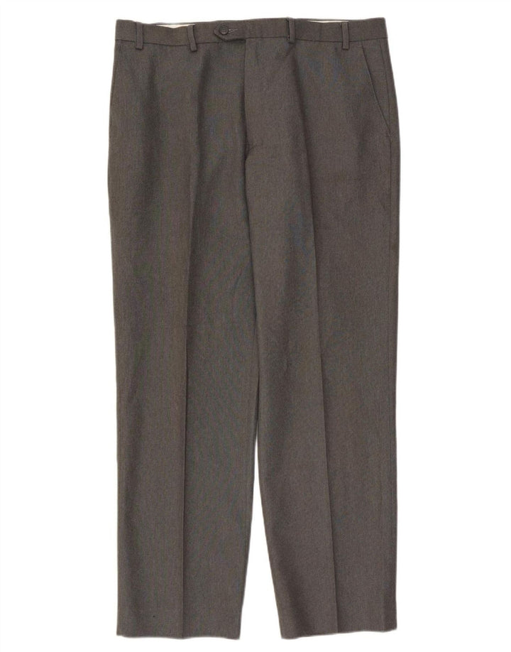 Marks & Spencer Pantalon de Costume Droit Homme W38 L33 Gris Polyester