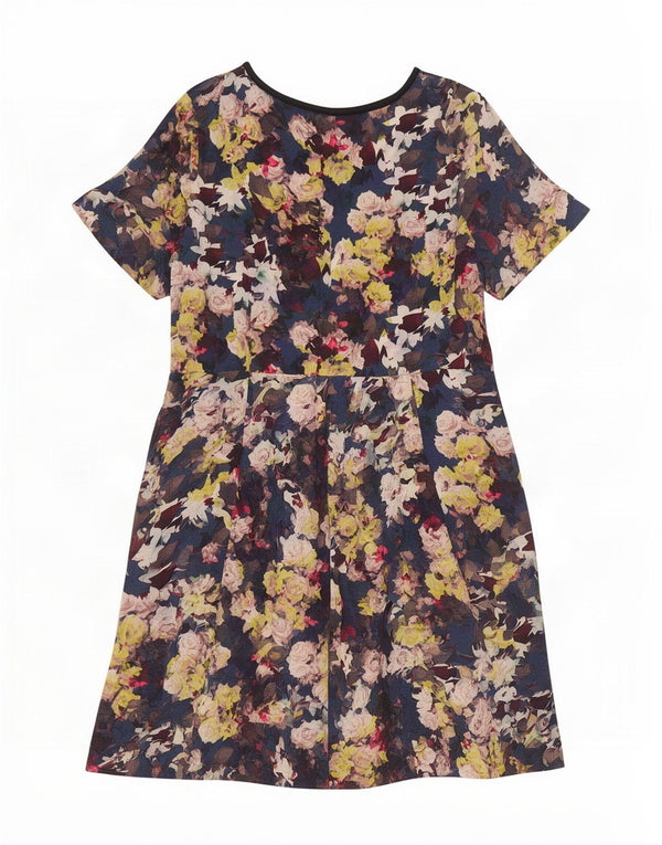 Monsoon Robe trapèze pour femme UK 18 XL en coton floral bleu