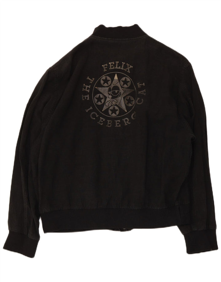 Blouson aviateur graphique Iceberg pour homme IT 48 Lin noir moyen